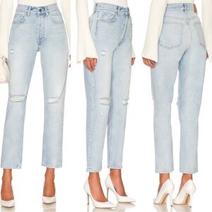 Anine Bing Sonya High Rise Ankle Jeans in Destructed Classic Blue Sz. 24 NWT